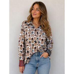 Staud Martha Tunic Camel Dog Check NWT - size M